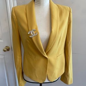 BCBGMaxazria Yellow Shoulder Pads Blazer Small